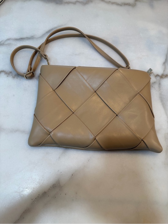 Anthropologie Handbags - Anthropologie Woven Leather Crossbody - Taupe Beige
